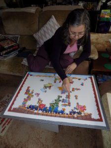 My mum doing puzzle