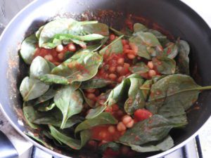 spinach added to curry