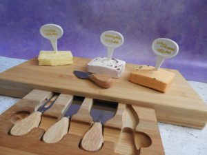 Vegan cheeses on  Tru Bamboo cheeseboard