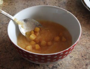 bowl of winter veg soup with roasted swede croutons