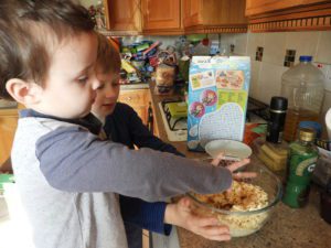 stirring the ingredients