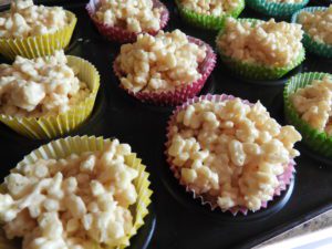 Close up of rice krispie cakes