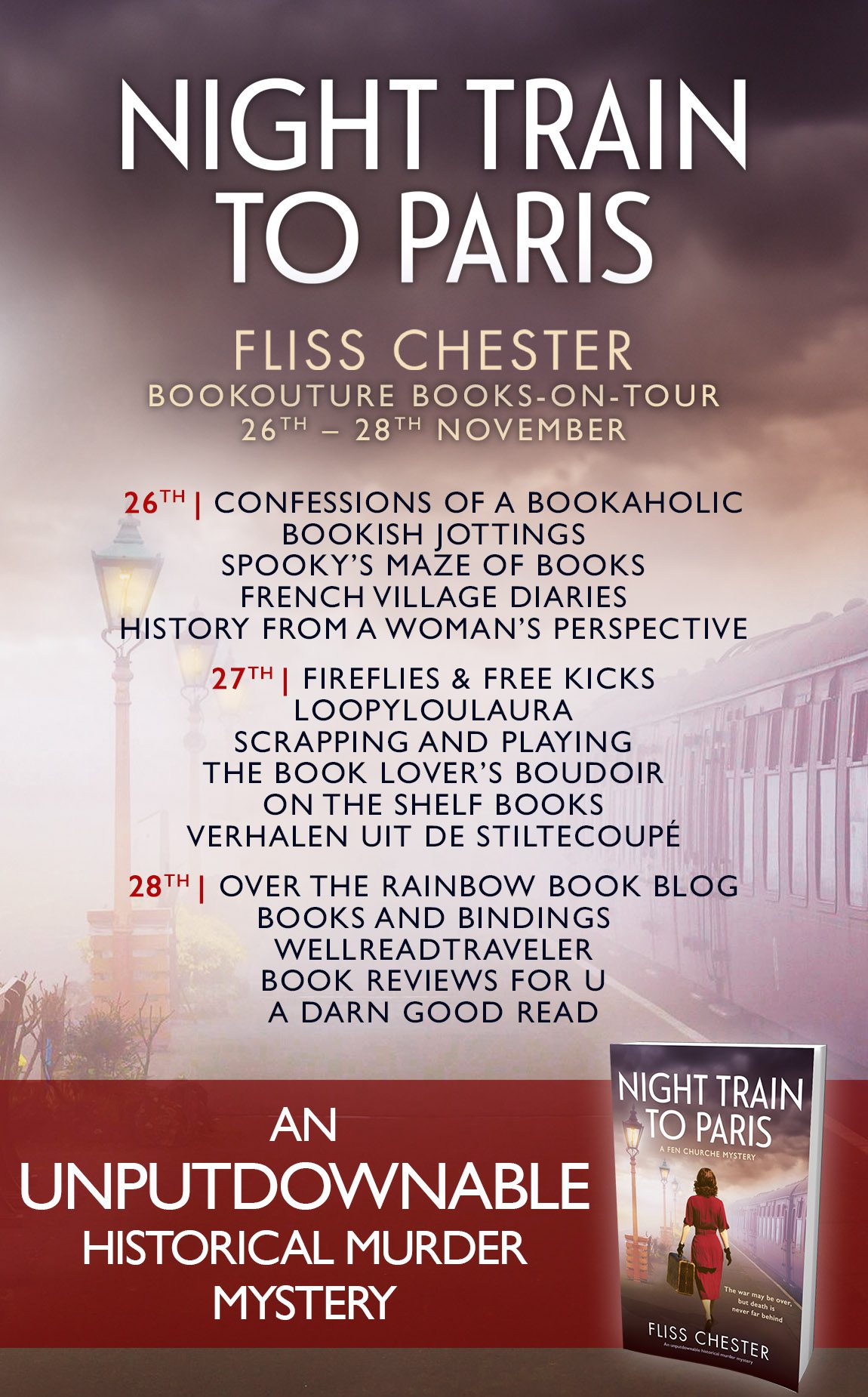 Night Train to Paris blog tour banner