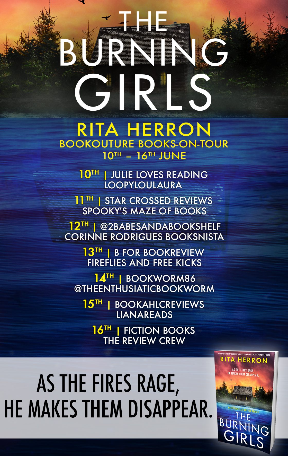 The Burning Girls blog tour banner