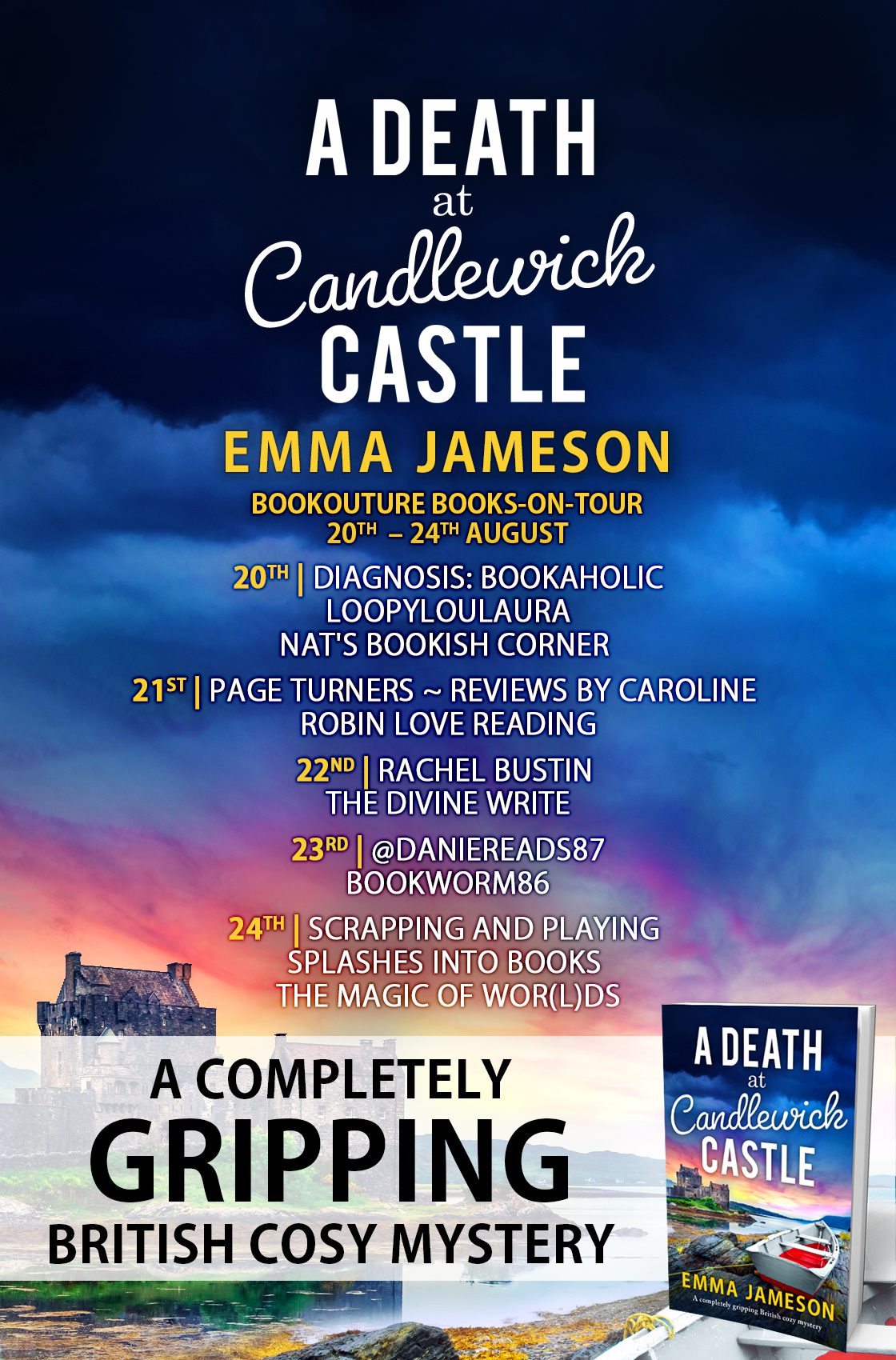 A Death at Candlewick Castle blog tour banner