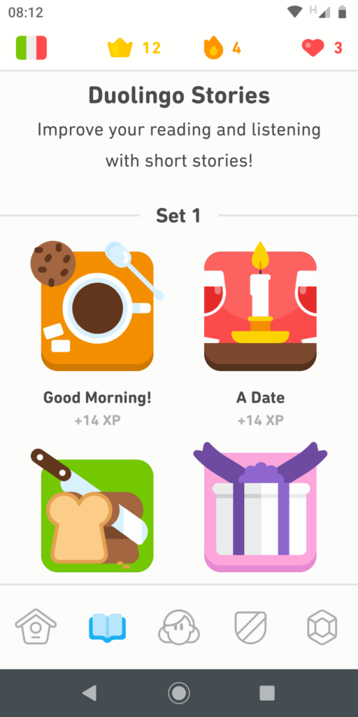 Duolingo stories screen