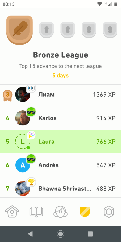 Duolingo league table