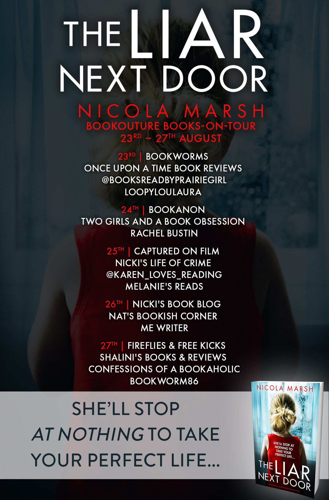 The Liar Next Door blog tour banner