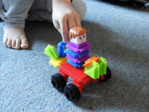 Vehicle and driver made of Stickle Bricks