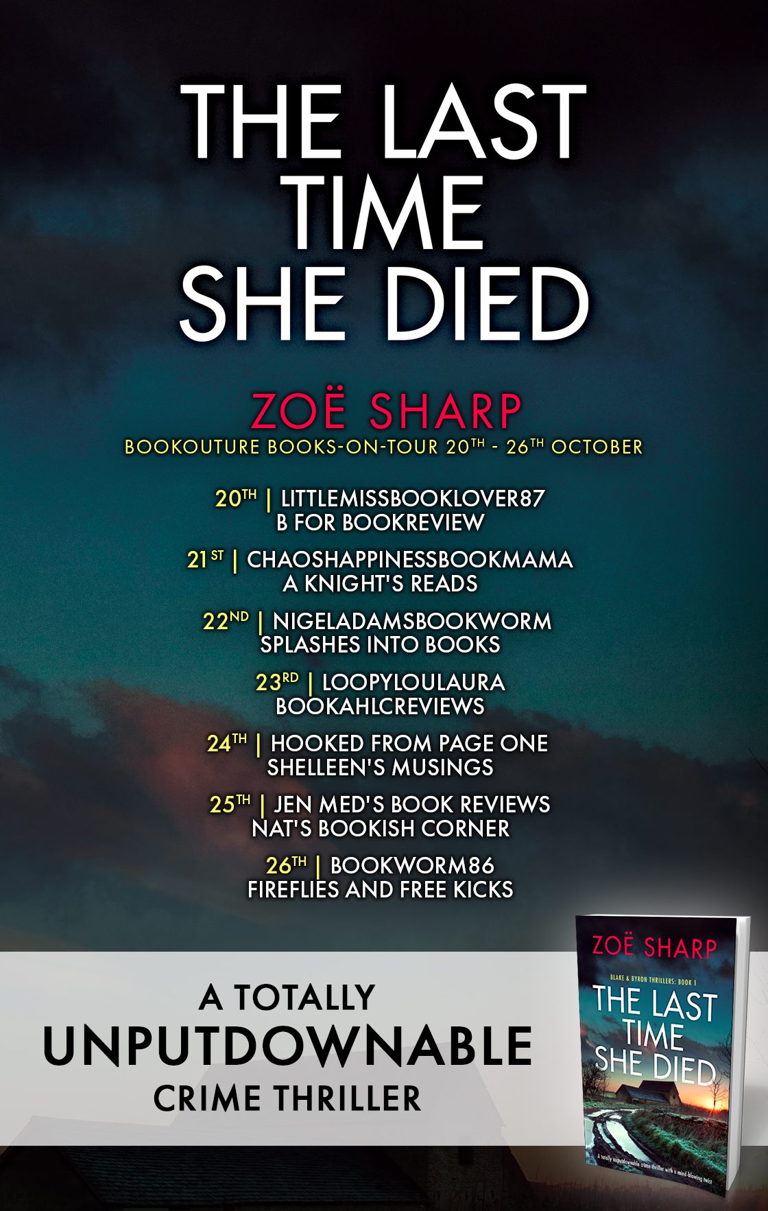 The Last Time She Died blog tour banner