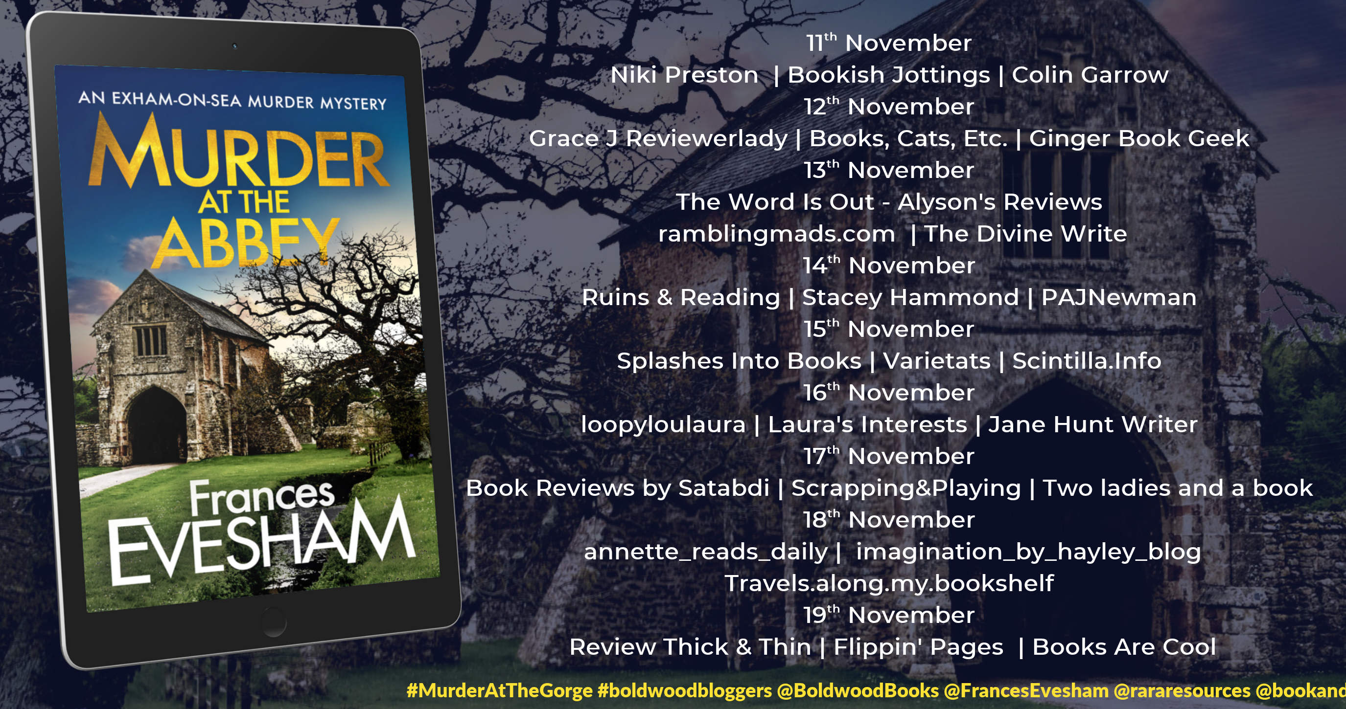 Murder at the Abbey blog tour banner