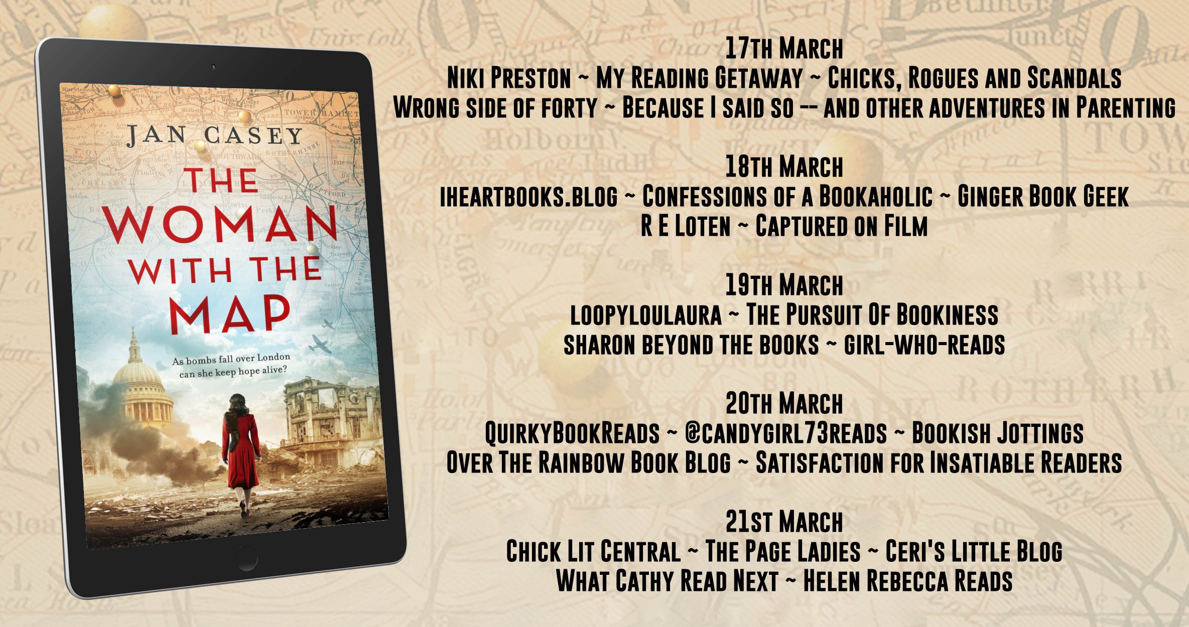 The Woman With The Map blog tour banner