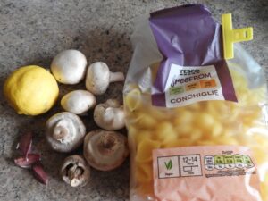 Lemon and garlic mushroom pasta ingredients