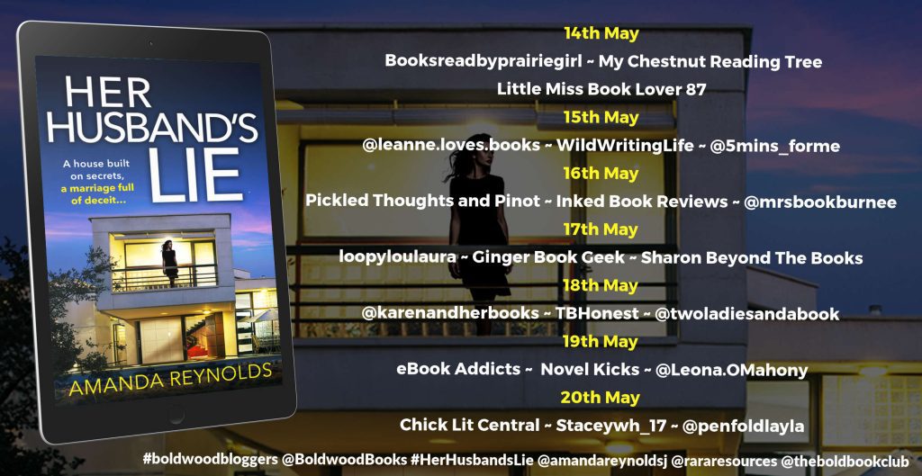 Her Husband's Lie blog tour banner