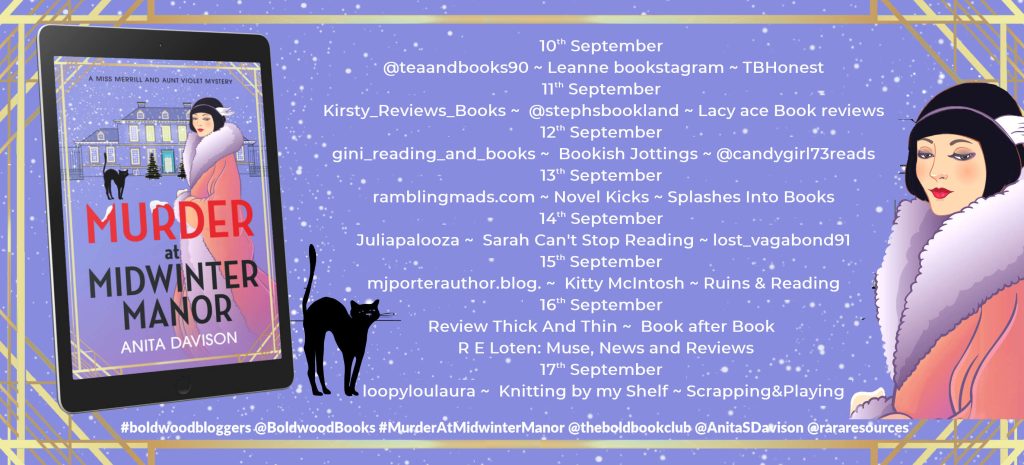 Murder at Midwinter Manor blog tour banner